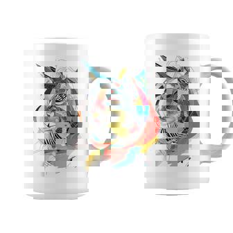 Gato Dibujo Arte Abstracto Animal Colorido Gráfico Taza de café - Regaloses