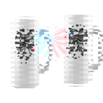 Girls Coquette Bow Red White Blue 4Th July Patriotic Toddler Coffee Mug | Mazezy