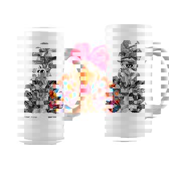 Girls Thanksgiving Cute Girly Turkey Pink Bow Fall Autumn Coffee Mug | Mazezy