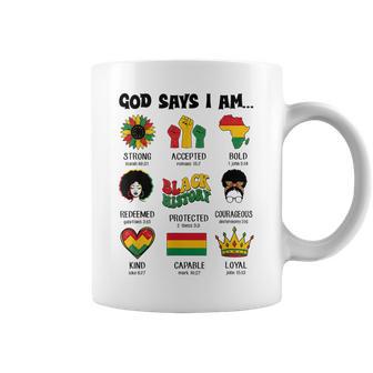God Says I-Am Black History Afro Bible Verse Christian Coffee Mug - Thegiftio