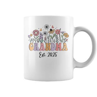 Grandma 2025 Promoted To Grandmother Est 2025 Floral Vintage Coffee Mug - Thegiftio UK