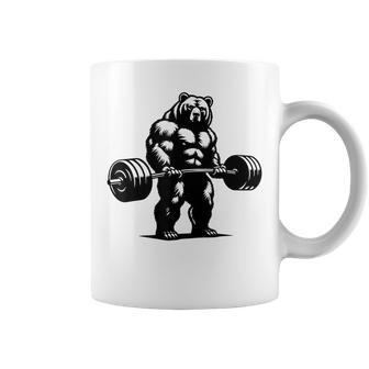 Grizzly Bear Bodybuilder Lifting Graphic Coffee Mug - Thegiftio