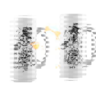 Halloween Skeleton Coffee Messy Bun For Halloween Coffee Mug - Thegiftio