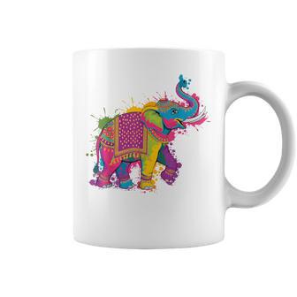 Happy Holi Elephant Colorful Festival Of Colors India Coffee Mug - Monsterry