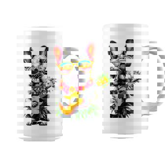 Hawaiian French Bulldog & Pineapple Ukulele Summer Vacation Coffee Mug | Seseable FR