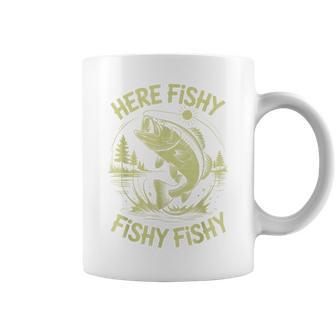Here-Fishy Bass Fish Dad Fishing From Daughter Son Coffee Mug | Seseable UK