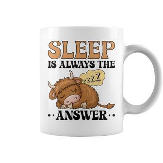 Highland Cow Sleeping Pajamas Sleep Is Always The Answer Coffee Mug - Monsterry
