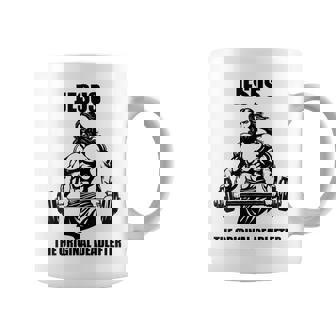 Jesucristo Dios Gimnasio Cristiano Entrenamiento Peso Muerto Cul Taza de café - Regaloses