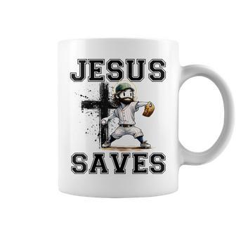 Jesus Saves Baseball Religious Christian Faith Cross Coffee Mug - Thegiftio UK