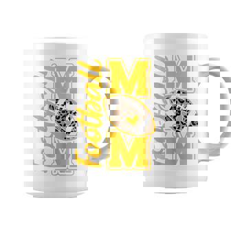 Leopard Royal Blue And Yellow High School Football Mom Coffee Mug | Mazezy