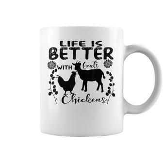 Life Is Better With Goats Chickens Vintage Farming Animals Coffee Mug - Thegiftio UK