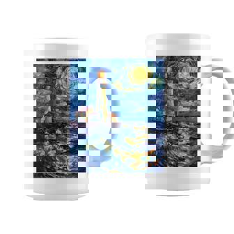 Lighthouse Sea Graphic Van Gogh Style Starry Night Coffee Mug | Mazezy