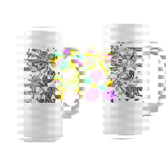 Mardi Gras Coquette Bow Dog Beads New Orleans Fleur De Lis Coffee Mug - Thegiftio