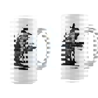 Nature Mountains Adventure Wolf Outdoor Wildlife Forest Coffee Mug | Mazezy