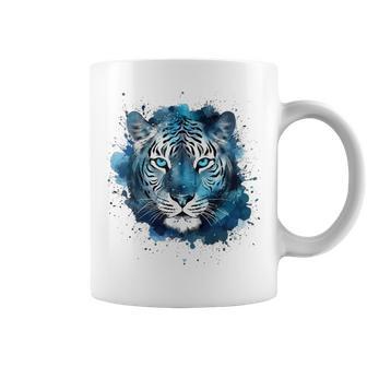 Obra De Arte De Tigre Ojos Azules Diseño De Tigre Taza de café - Regaloses