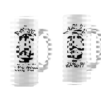 Paz Amor Y Rock And Roll Diciendo Motivo Rockero Manga Larga Taza de café - Regaloses