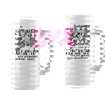 Peace Love Cure Pink Ribbon Breast Cancer Awareness Coffee Mug - Monsterry