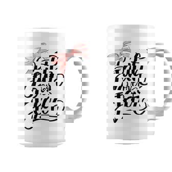 Pink Bow Faith Over Fear Christian Faith Jesus Bible Verse Coffee Mug - Monsterry