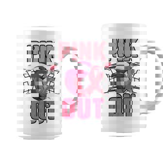 Pink Out Volleyball Breast Cancer Awareness Ribbon Volley Coffee Mug | Mazezy