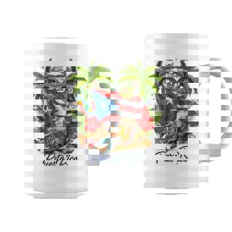 Puerto Rico Flag Floral Frog Boricua Hispanic Heritage Coffee Mug - Monsterry