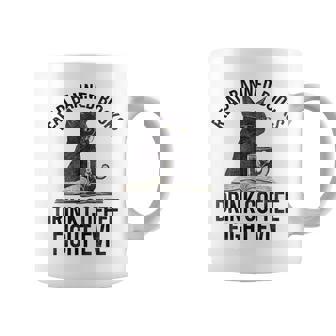 Read Banned Books Drink Coffee Fight Evil Black Cat Coffee Mug | Mazezy