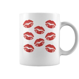 Red Lips Kiss Print Lipstick Pattern Romantic Coffee Mug - Thegiftio UK