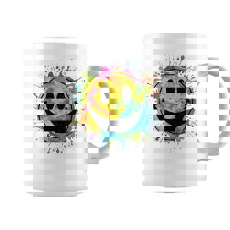 Retro Happy Face Rainbow Tie-Dye Splatter – 70S Peace Smile Coffee Mug | Mazezy