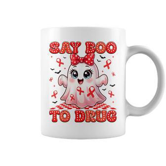 Say Boo To Drugs Coquette Red Ribbon Week Awareness Wome Coffee Mug - Thegiftio UK