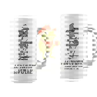 I Have To Say Weird Stuff Or I'll Die Frog Cowboy Meme Coffee Mug | Mazezy