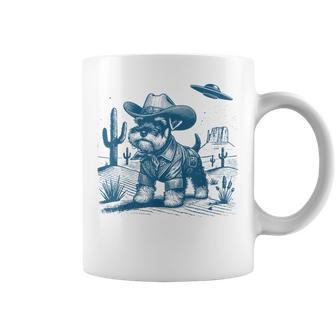 Schnauzer Vintage Ufo Western Cowboy Schnauzer Ufo Coffee Mug - Monsterry