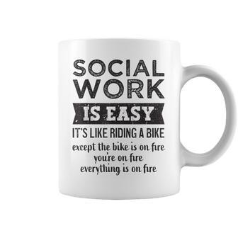 Social Work Is Easy Sarcastic Worker Men Coffee Mug - Thegiftio