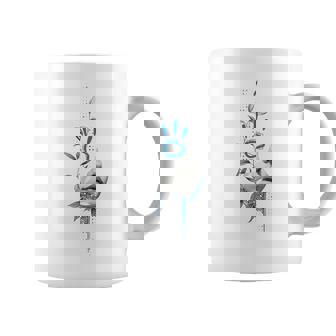 Surreal Abstract Face & Leaves – Modern Art Composition Coffee Mug | Mazezy