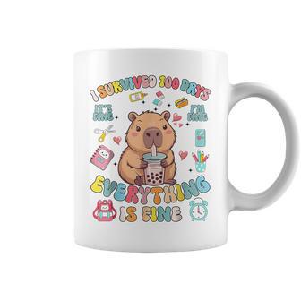 I Survived 100 Days Of School Everything I'm Fine Coffee Mug - Monsterry