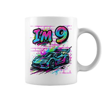Tengo 9 Años De Edad Graffiti Race Car 9º Cumpleaños Niño Taza de café - Regaloses