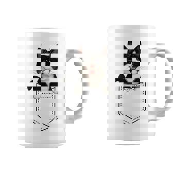 Tuxedo Cat Peeking In Pocket Cute Black And White Cat Lover Coffee Mug - Seseable