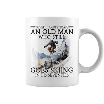 Never Underestimate Old Man Who Goes Skiing In His Seventies Coffee Mug - Monsterry