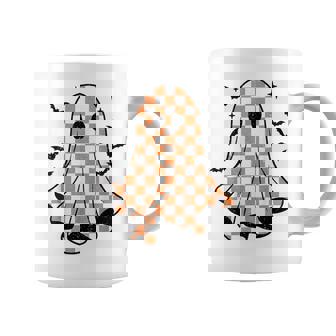 Vintage Checkered Ghost Checker Board Distressed Halloween Coffee Mug - Thegiftio