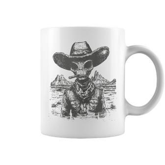 Vintage Cowboy Alien Western Cowboy Alien Coffee Mug - Monsterry