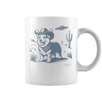 Vintage 90S Western Cowboy Corgi Ufo Coffee Mug - Monsterry