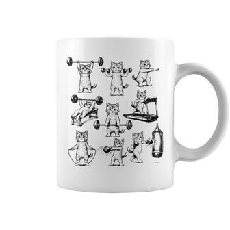 Vintage Retro Weight Lifting Gym Cat Deadlift Cat Love Coffee Mug - Monsterry