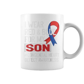 I Wear Red & Blue For My Son Chd Congenital Heart Disease Coffee Mug - Thegiftio UK
