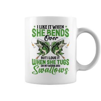 I Like It When She Bends Over Fishing Saying On Back Coffee Mug - Thegiftio UK