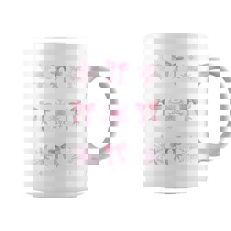 Winter Coquette Pink Snowflakes Bow Ribbons Coffee Mug | Mazezy