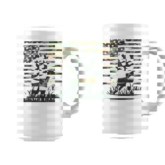Youth Camo Mallard Duck Hunting Dog Camouflage American Flag Coffee Mug - Monsterry
