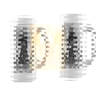 バックプリントtシャツ セクシーなブルネットエンジェルピンナップガール 長袖tシャツ コーヒーマグ - Kawaiitshirt