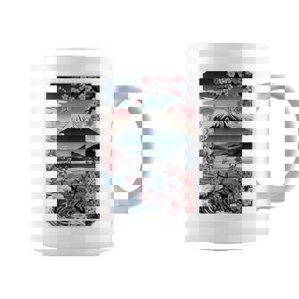 日本の桜庭 芸者 富士山 桜 木 コーヒーマグ - Kawaiitshirt