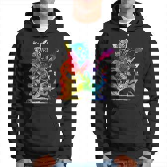 Colorido Gato Rock Tocando Guitarra Divertida Guitarra Sudadera - Regaloses