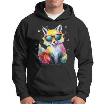 Fox Herren Damen Bunt Aquarell Fuchs Kapuzenpullover - Geschenkecke