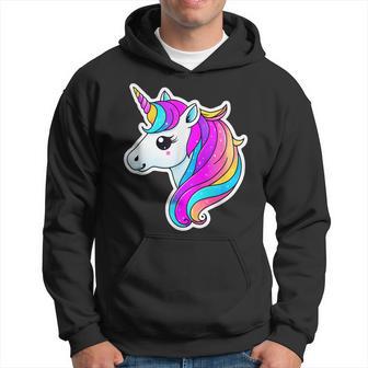 Jolie Tête De Licorne Arc-En-Ciel Avec Crinière Pastelcintillante Sweat à capuche - Cadeauxyz