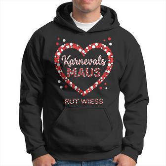 Karnevalsmaus Herz Rut Wiess Köln Damen Fasching Kapuzenpullover - Geschenkecke